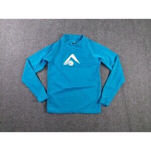 Rash Guard Swim Shirt Youth 12 Long Sleeve Turquoise UPF Nylon Spandex Surf